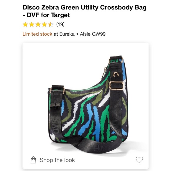 NWT DVF for Target Utility Crossbody Bag in Disco Zebra Green print 10” x 10” - Picture 5 of 5
